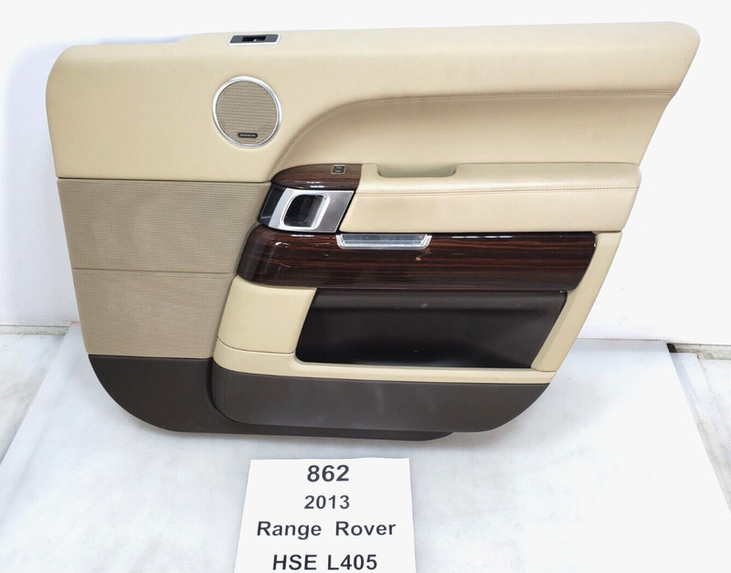 ✅ 13-17 OEM Range Rover L405 Front Right Door Card Panel Beige Leather / Wood