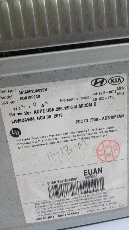 2019 Hyundai Elantra Infotainment Display OEM Blue 105K Miles - Warranty