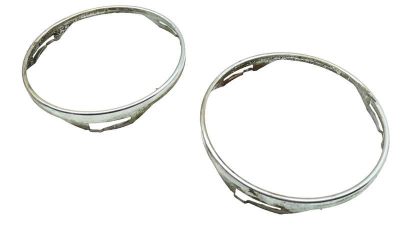 Pair 1974 Mercedes Benz 240D Diesel Headlight Bezel Circular Trim Pair