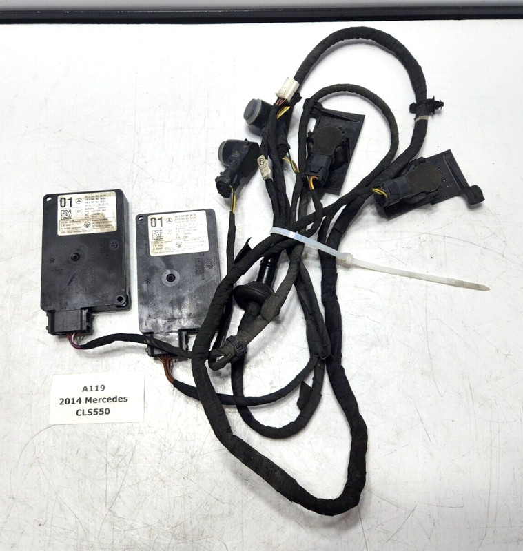 ✅ OEM Mercedes W218 Rear Bumper Blind Spot Harness PDC Radar Sensor Set Black