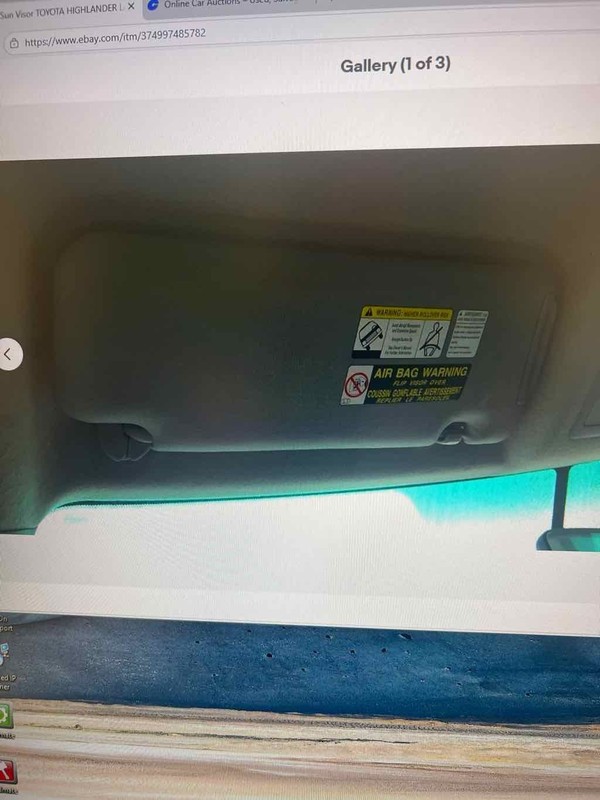 Sun Visor TOYOTA HIGHLANDER Left 08 09 10 11 12 13