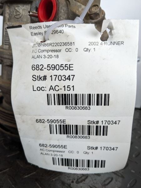 AC Compressor 6 Cylinder Fits 96-02 4 RUNNER 830683