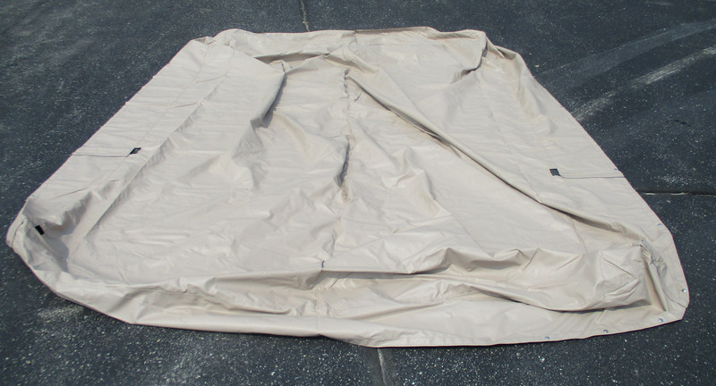 135" X 102" Tan Pontoon Boat Snap On Mooring Cover W / Poles