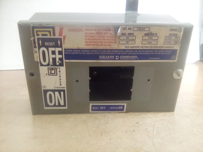 Square D PIN-Q0 Circuit Breaker Bus Plug 60Amp 240V "READ DESCRIPTION"