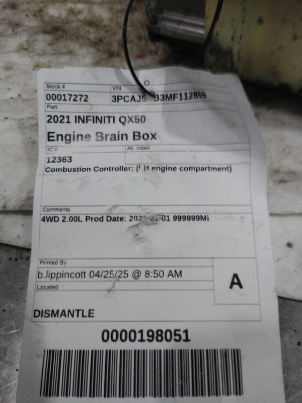 2021 INFINITI QX50 Engine Control Module ECM 237H05NA3A OEM Used 78k Miles