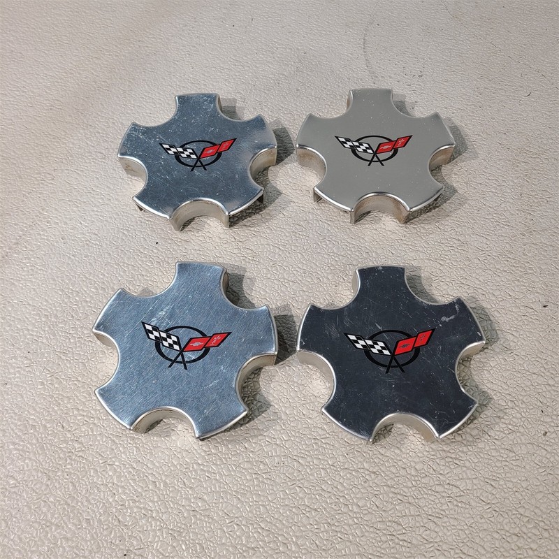 97-04 Corvette C5 Polished Wheel Center Caps Cap Set (4) Oem Aa7493