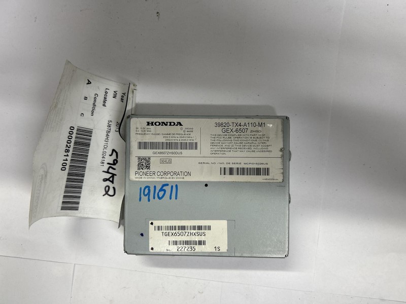 13-'16 ACURA RDX XM Satellite Unit OEM1 Year Wnty!