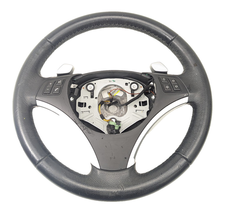 06-10 OEM BMW E92 E93 Sport Steering Wheel Black Leather AT w/ Shifters