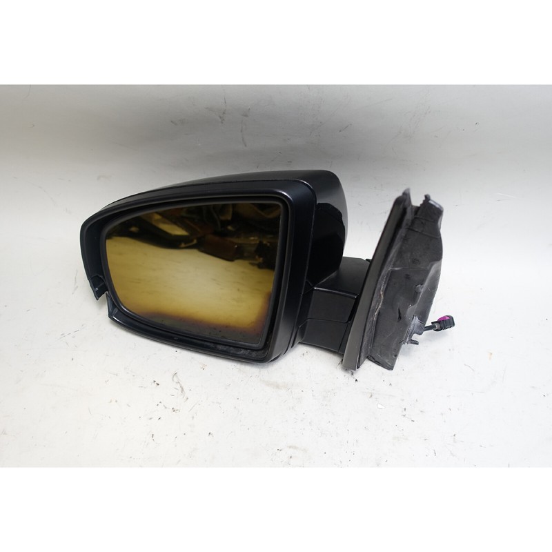 Damaged 07-13 BMW E70 X5 Left Power-Fold Side Mirror Black Sapphire Top View OEM