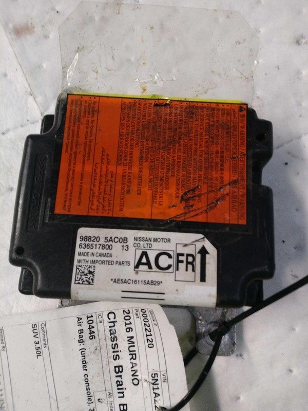 Used Air Bag Module fits: 2016 Nissan Murano Air Bag under console 3.5L 6 cylind