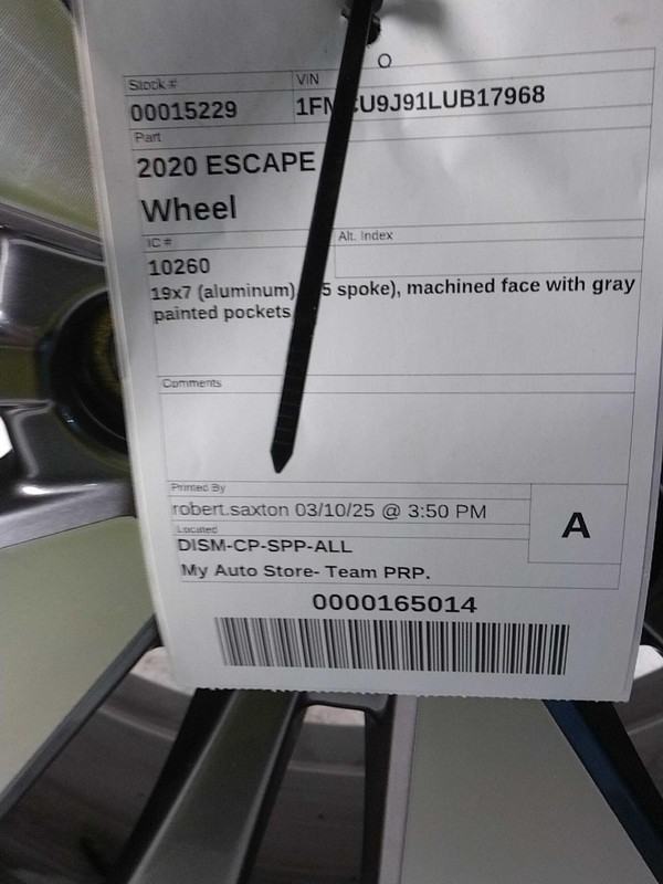 2020 Ford Escape OEM Silver Wheel 19 Rim LJ6C1007J1A 7 Width Used 75K Miles