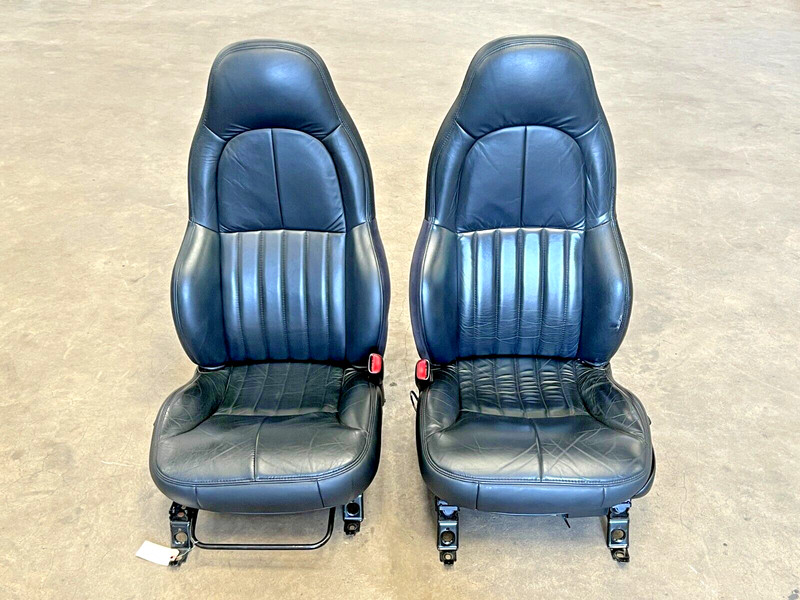 ⭐2001-2004 CORVETTE C5 COUPE FRONT LEFT RIGHT LEATHER BLACK SEAT SET OEM LOT2494