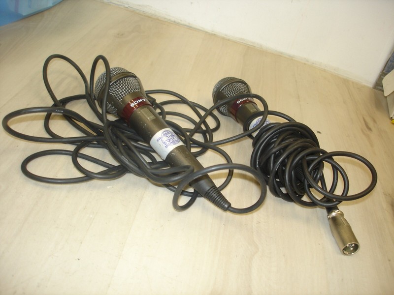 2 Vintage SONY F-50C Dynamic Mic Microphone Imp 600 ohms Japan used lot