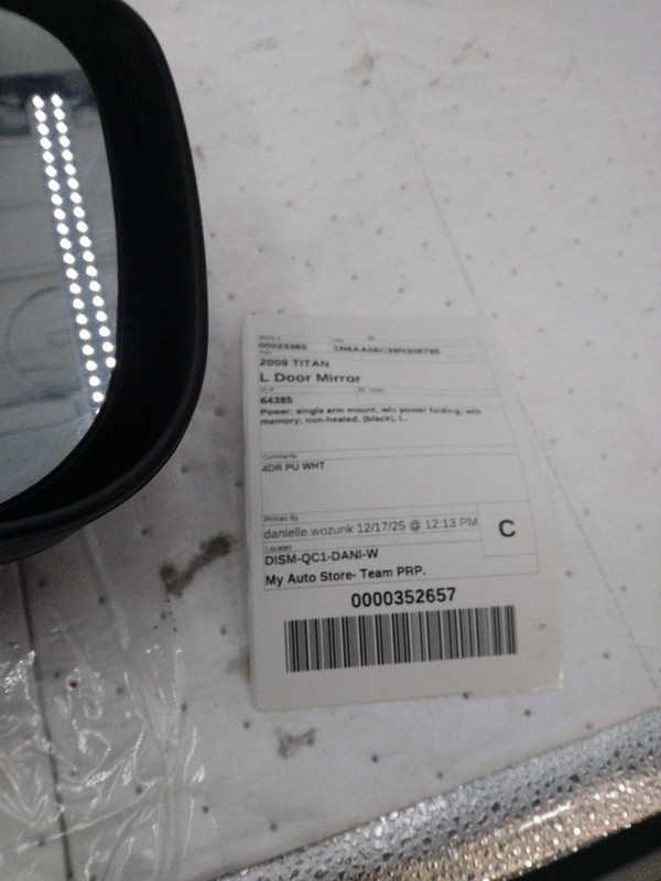 2009 Nissan Titan Left Door Mirror Assembly White OEM Used 453904 132K Miles