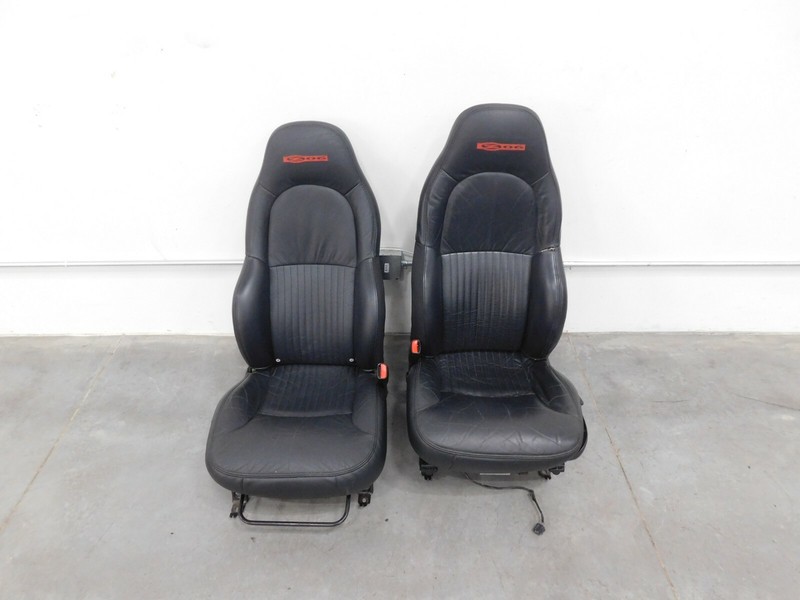 2003 01 02 03 04 Chevy Corvette C5 Z06 Black Leather Bucket Seat Set #8517 O2