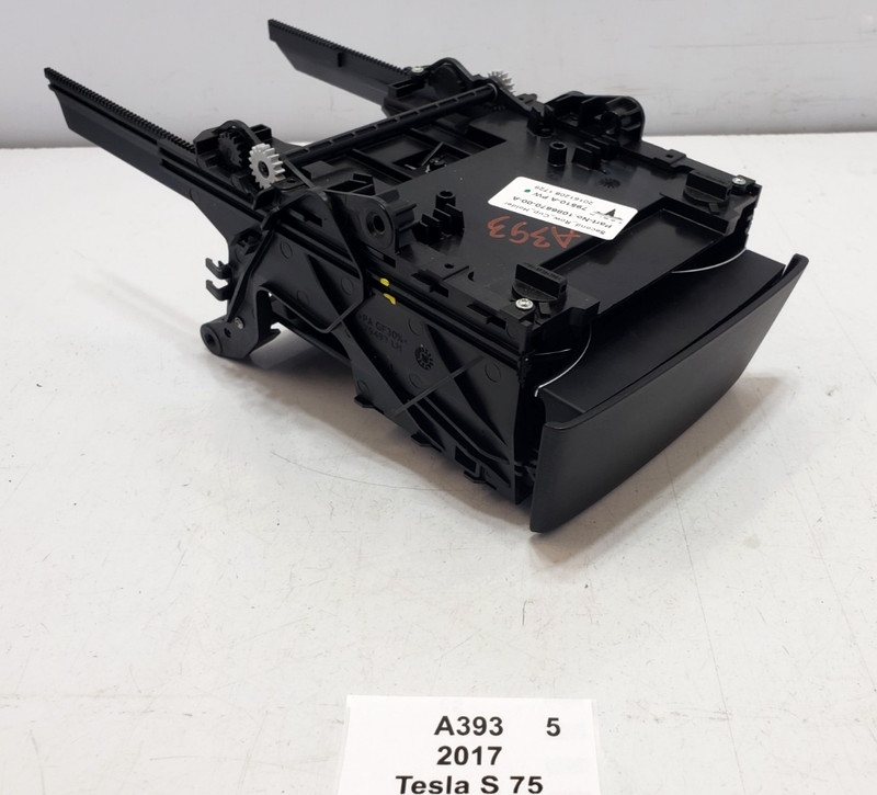 ✅ 2016-2020 OEM Tesla Model X S Center Console Second Row Dual Cup Holder Black