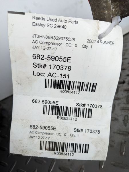 AC Compressor 6 Cylinder Fits 96-02 4 RUNNER 834112