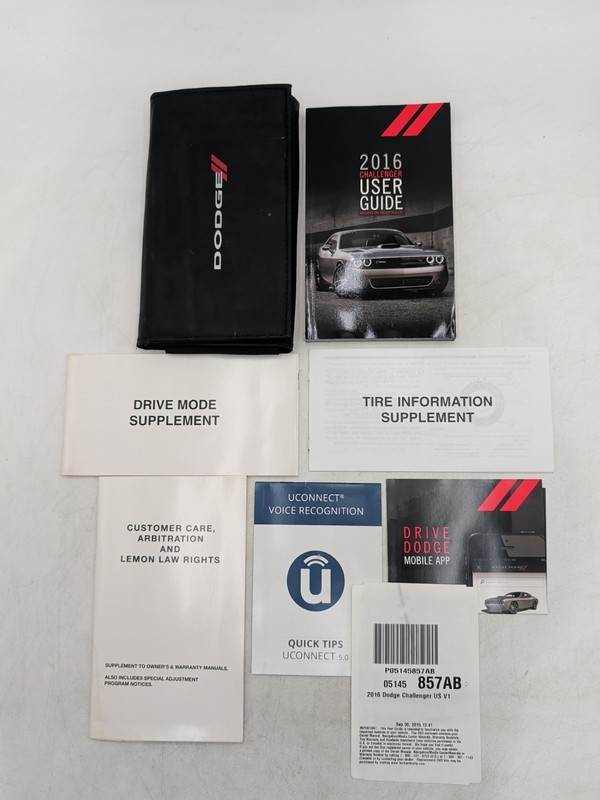 2016 Dodge Challenger SRT Hellcat Owners Manual Users Guide & Case