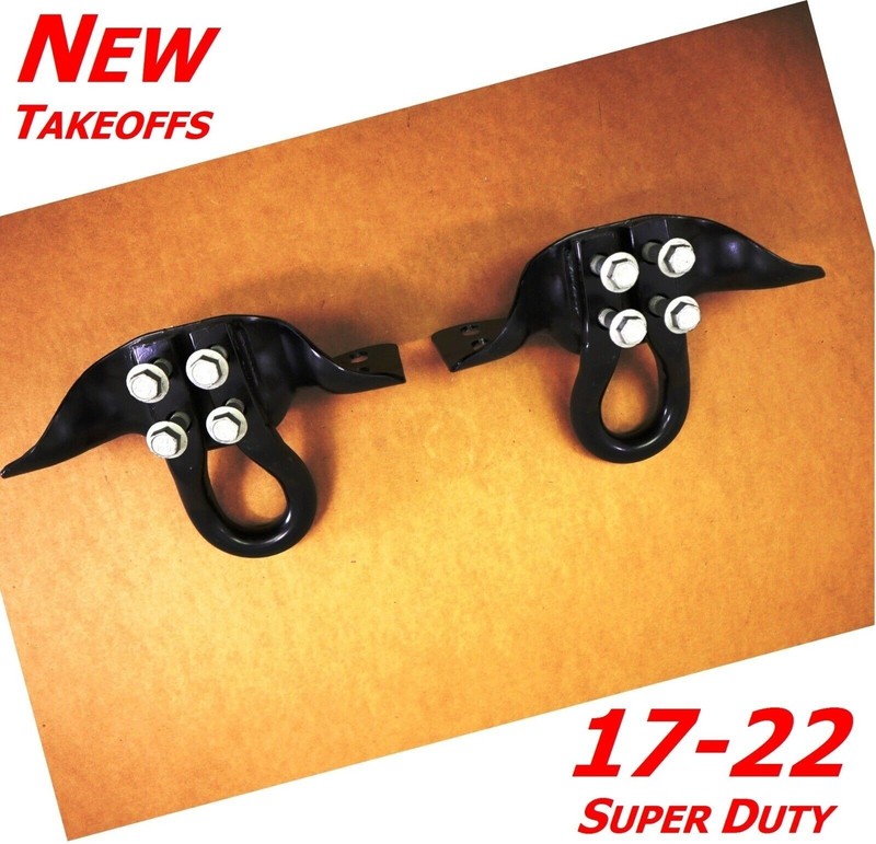 OEM Ford Super Duty Front Bumper Tow Hooks Black Set F-260 F-350 2017-2026