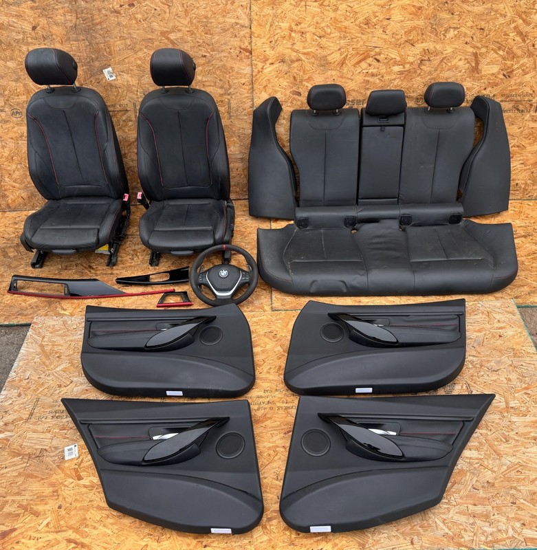 12-16 BMW F30 Sport Line Black Leather Dakota Accent Red COMPLETE INTERIOR SWAP