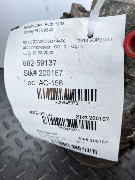 AC Compressor 6 Cylinder Without Rear AC Fits 12-13 SORENTO 945378
