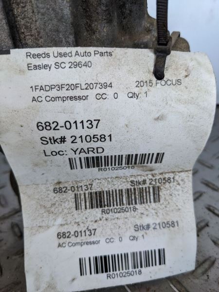 AC Compressor VIN 2 8th Digit Fits 14-18 FOCUS 1025018