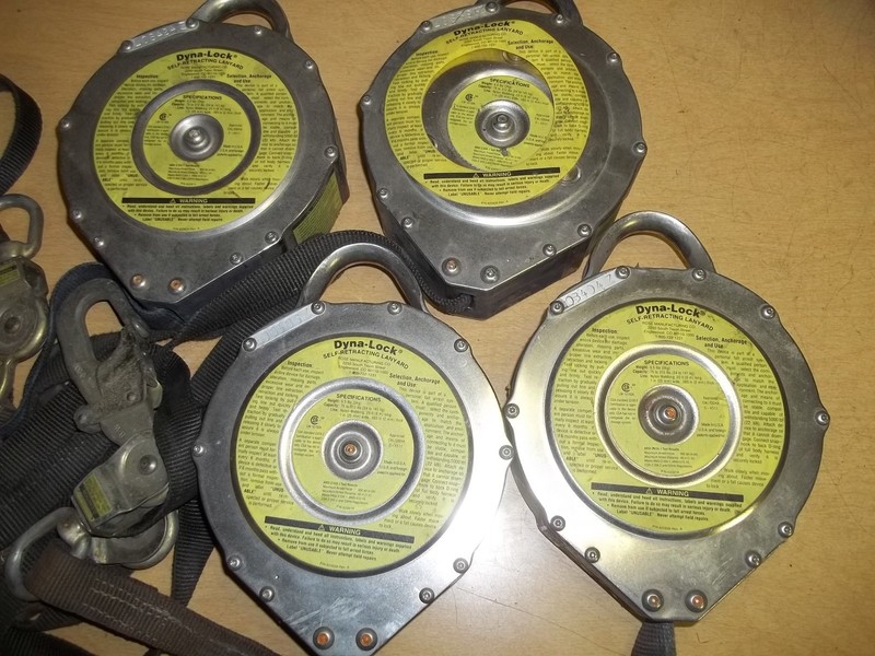 Dyna-Lock Self Retracting Lanyards, Lot of 4 For Parts or Repair 75-310lbs