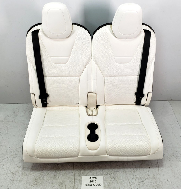 ✅ 2016-2020 Tesla Model X Rear Right Left Side 3rd Row Seat Leather White SET *