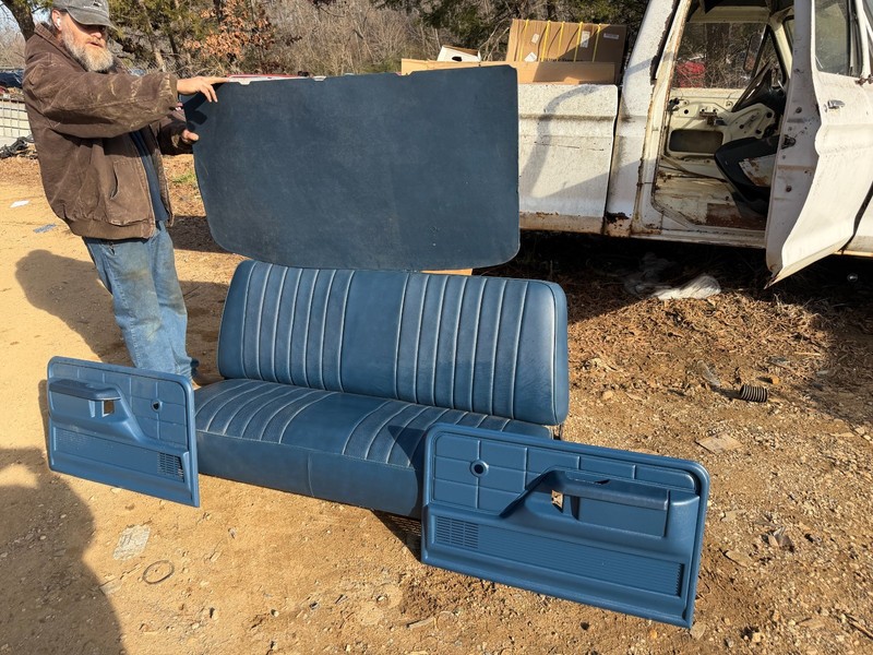 73-79 FORD PICKUP F250 F100 CUSTOM BLUE BENCH SEAT DOOR PANELS & HEADLINER