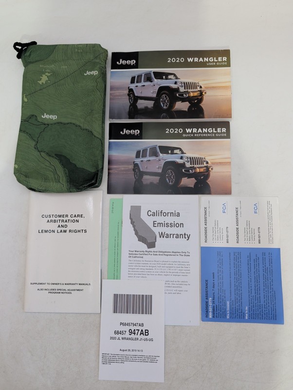 2020 JEEP WRANGLER OWNERS MANUAL, Quick Reference Guide With Free Shipping