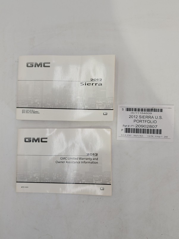 2012 GMC Sierra Owner's Manual With Free Shipping