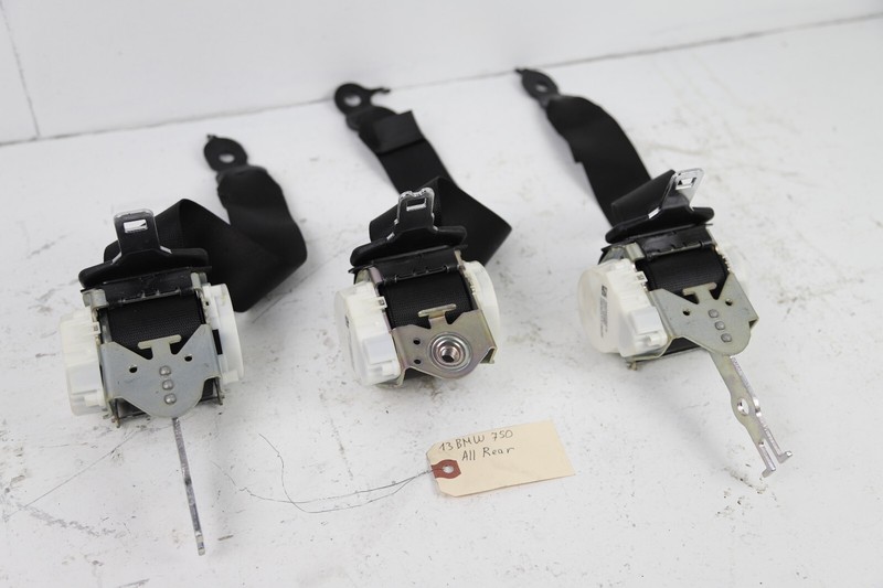 09-15 F01 F02 740 750 Rear Seat Belt Upper Center Left Right Set Black OEM