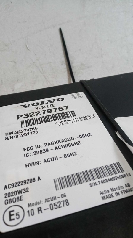 2021 VOLVO XC40 Telematics Interface Module OEM Black 59000 Miles NJ25-17489