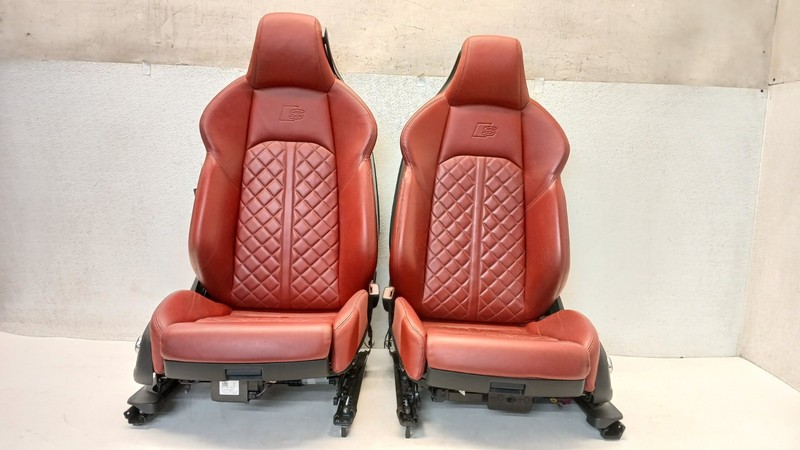 18-24 AUDI B9 S4 SEDAN FRONT SEAT SET RED LEATHER LEFT RIGHT OEM 08152C