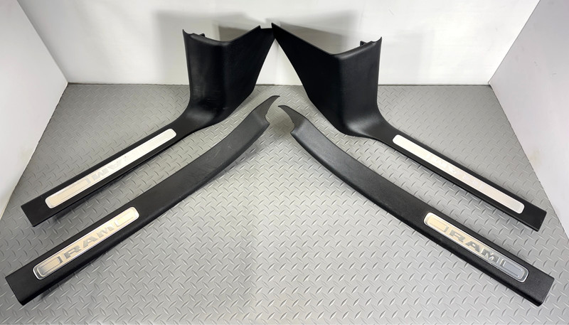✅ 19-2026 RAM 1500 5th Gen LARAMIE SCUFF PLATE SET FRONT REAR DOOR SILL TRIM OEM