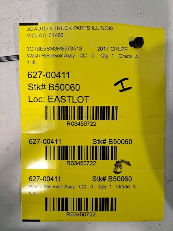 Wash Reservoir Sedan Fits 16-19 CRUZE 3450722
