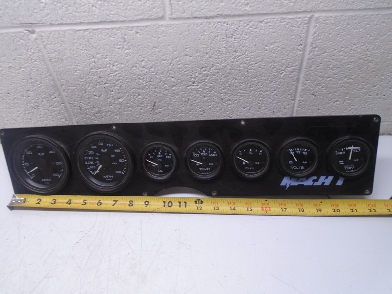 O1 MercruiserMach1 Medallion Dashboard Panel Oil Temp Fuel Volts Trim MPH RPM
