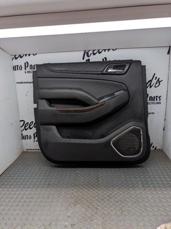 15' GM SUV Driver Left *Rear!* Wood Black Leather Interior Door Trim 1162577