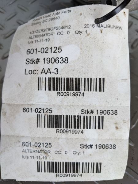 Alternator Fits 16-19 CRUZE 919974