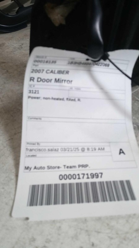 2007 Dodge Caliber Right Door Mirror Blue OEM Used 473213 185K Miles