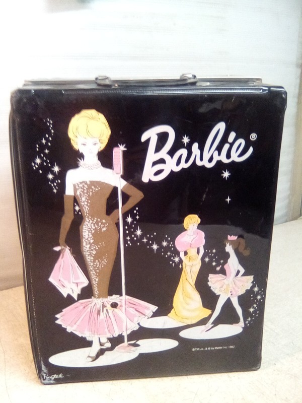 Vintage 1962 Mattel Barbie Ponytail Black Case W/3 Accessory Boxes
