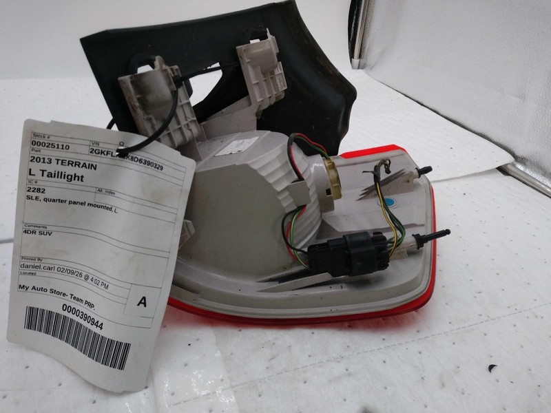 Used Left Tail Light Assembly fits: 2013 Gmc Terrain quarter panel mounted Left