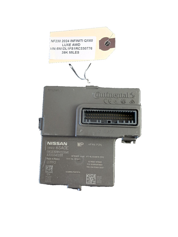 2022-25 Infiniti QX60 Keyless Entry Receiver Control Module Unit OEM 285E2-6SA0E