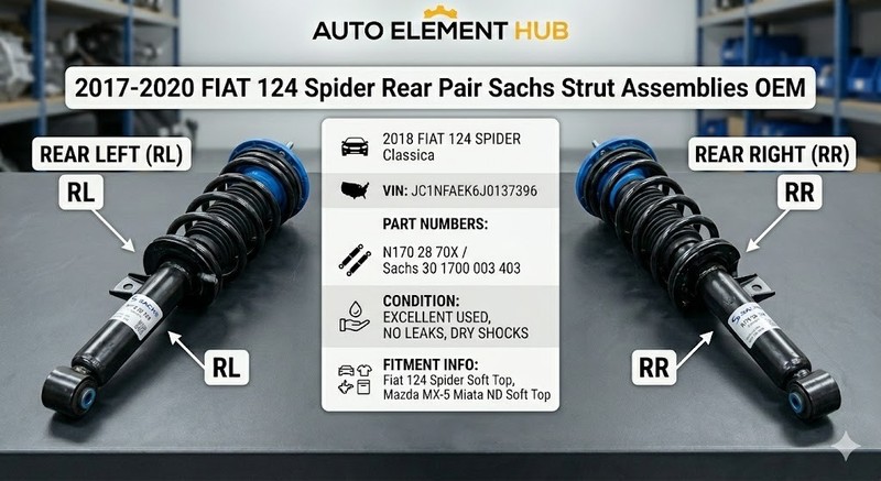 2017-2020 FIAT 124 SPIDER PAIR REAR STRUT SHOCK ASSEMBLIES SET OEM N1702870X