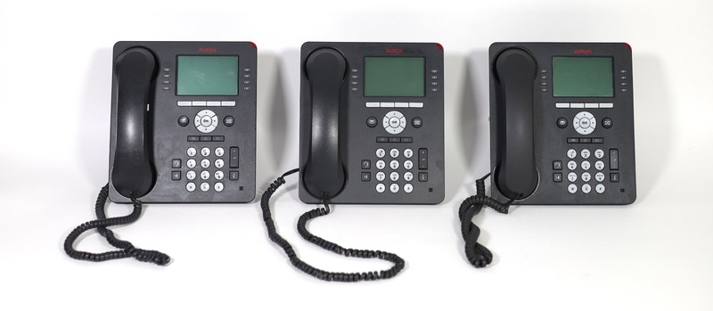 Lot of 3 Avaya 9508 Digital Office Phones w/ Stands, Multi-Line Set