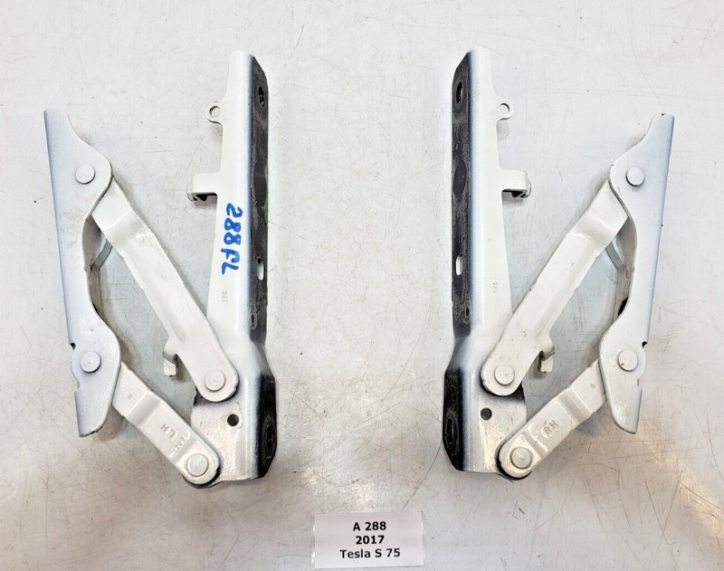 ✅ 12-20 OEM Tesla Model S Front Left Right Bonnet Hood Hinge Bracket White SET