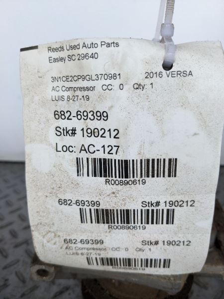 AC Compressor Hatchback Note Fits 14-19 VERSA 890619