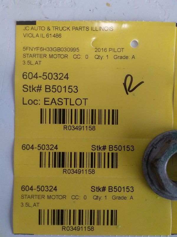 Starter Motor 6 Speed Denso Fits 16-20 PILOT 3491158