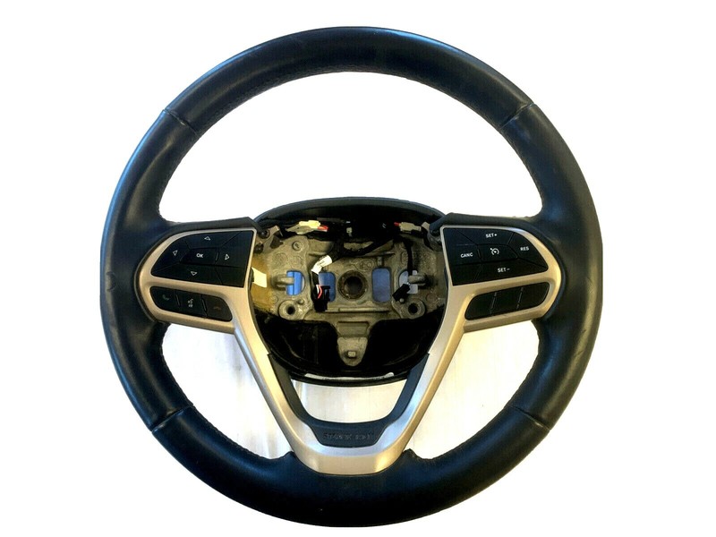 2014 2018 JEEP CHEROKEE STEERING WHEEL W/LEATHER W/O HEAT BLACK OEM 5QV341X9AC