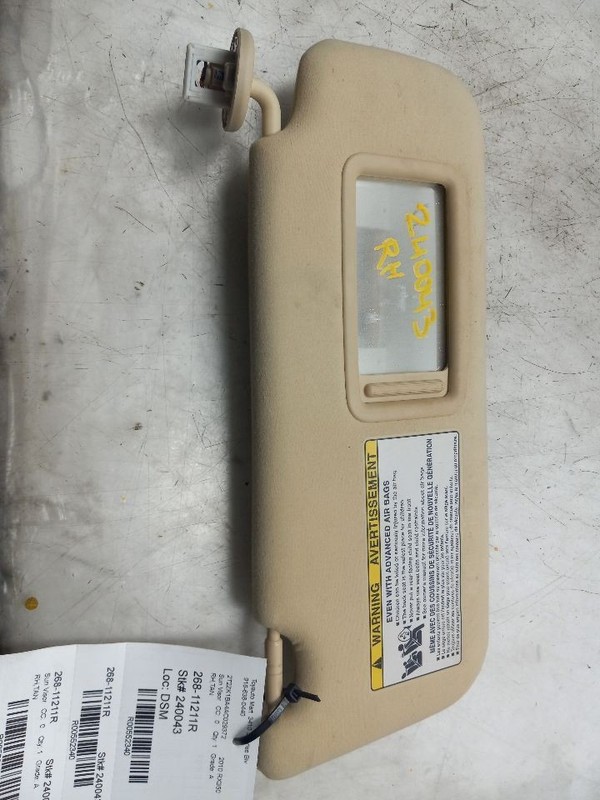 Passenger Sun Visor Illuminated Fits 10-15 LEXUS RX350